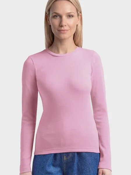 KnowledgeCotton Apparel KnowledgeCotton Apparel Langarmshirt - Rib Scoop neck long sleeved - aus Bio-Baumwolle, Rosa (orchid-haze), – Produktbild 1 von 4