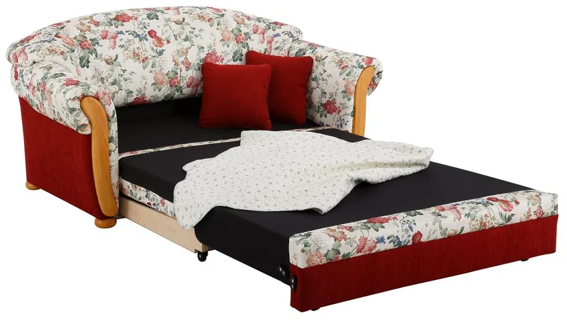 Home affaire 2-Sitzer Milano, Schlafsofa im Landhaus-Stil, bequem, Liegefläche 188/124cm, mit Bettfunktion, Rot, – Produktbild 5 von 8