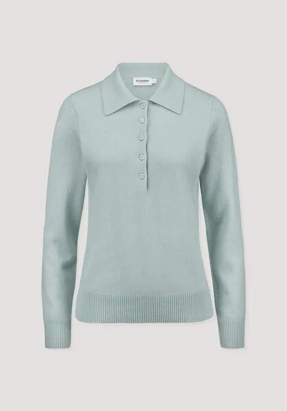 hessnatur hessnatur Polo-Pullover Regular aus Bio-Schurwolle mit Cahsmere, Polargrün, – Produktbild 3 von 3