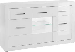 Home affaire Sideboard Bianco, moderner Schrank, Kommode in Weiß Hochglanz, silberne Metallgriffe, ausreichend Stauraum, zeitlos, 164 cm breit – Produktbild 1 von 1