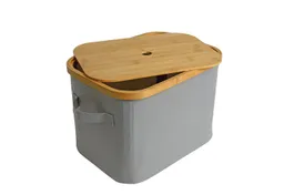 ESTEXO Aufbewahrungssystem Faltbarer Bambuskorb Aufbewahrungsbox Hellgrau 35x25x24 cm Aufbewahr – Produktbild 1 von 1