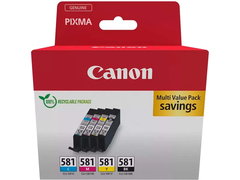 Canon Canon 4er Set Tintenpatronen CLI-581 schwarz, cyan, magenta, gelb – Produktbild 2 von 3