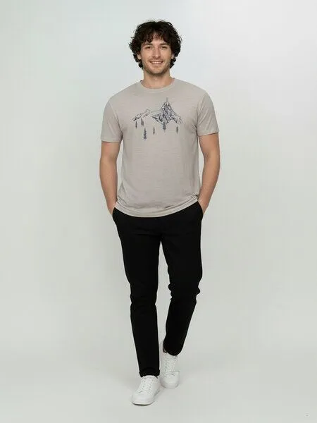 GreenBomb GREENBOMB Bike Destination Loom - Funktionales T-Shirt aus Merino-Wolle / hochwertiger Print / Fair & Vegan, Grau (sandstone), – Produktbild 3 von 4