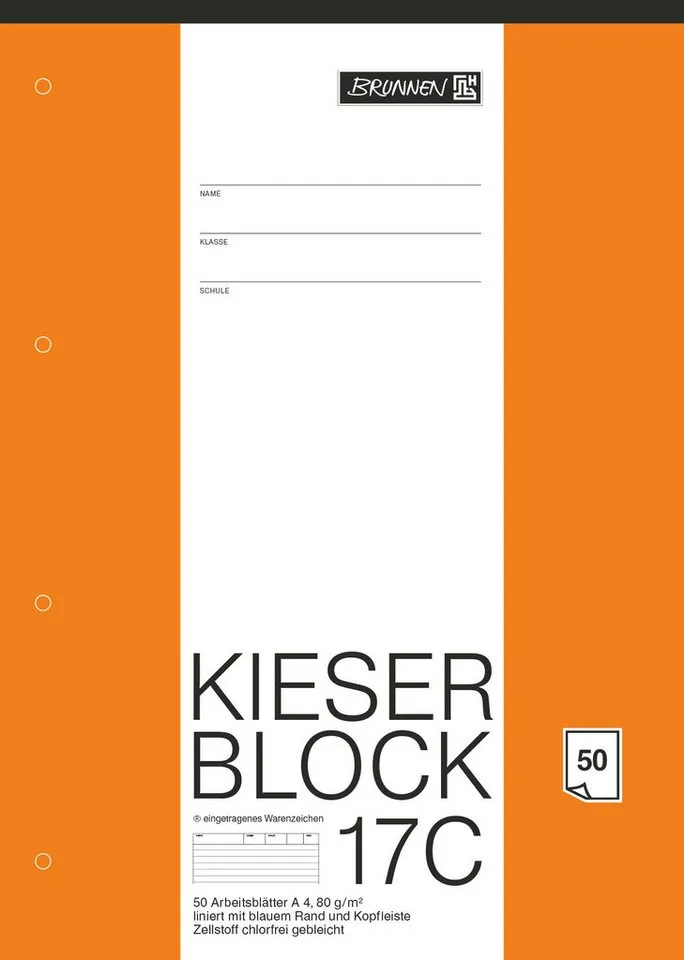 BRUNNEN BRUNNEN Kieserblock DIN A4, liniert, 80 g/m², 50 Blatt – Produktbild 4 von 7