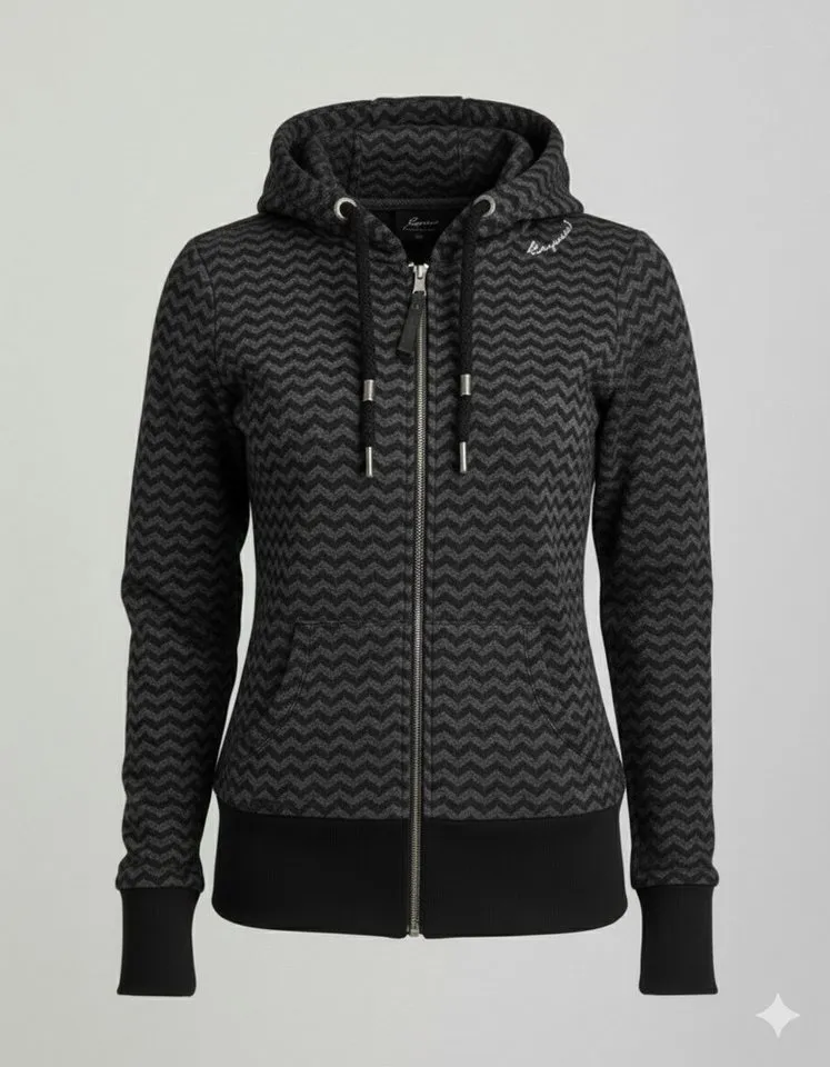 ragwear ragwear Kapuzensweatjacke YODA ZIP ZIG ZAG O mit Logostickerei, Schwarz, – Produktbild 1 von 3