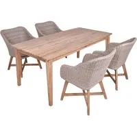 Gartenmöbel-Set "VISALIA/OAKLAND 01" 5-tlg. 1 Tisch Akazie, 4 Sessel KSgefl. hellgrau – Produktbild 1 von 1