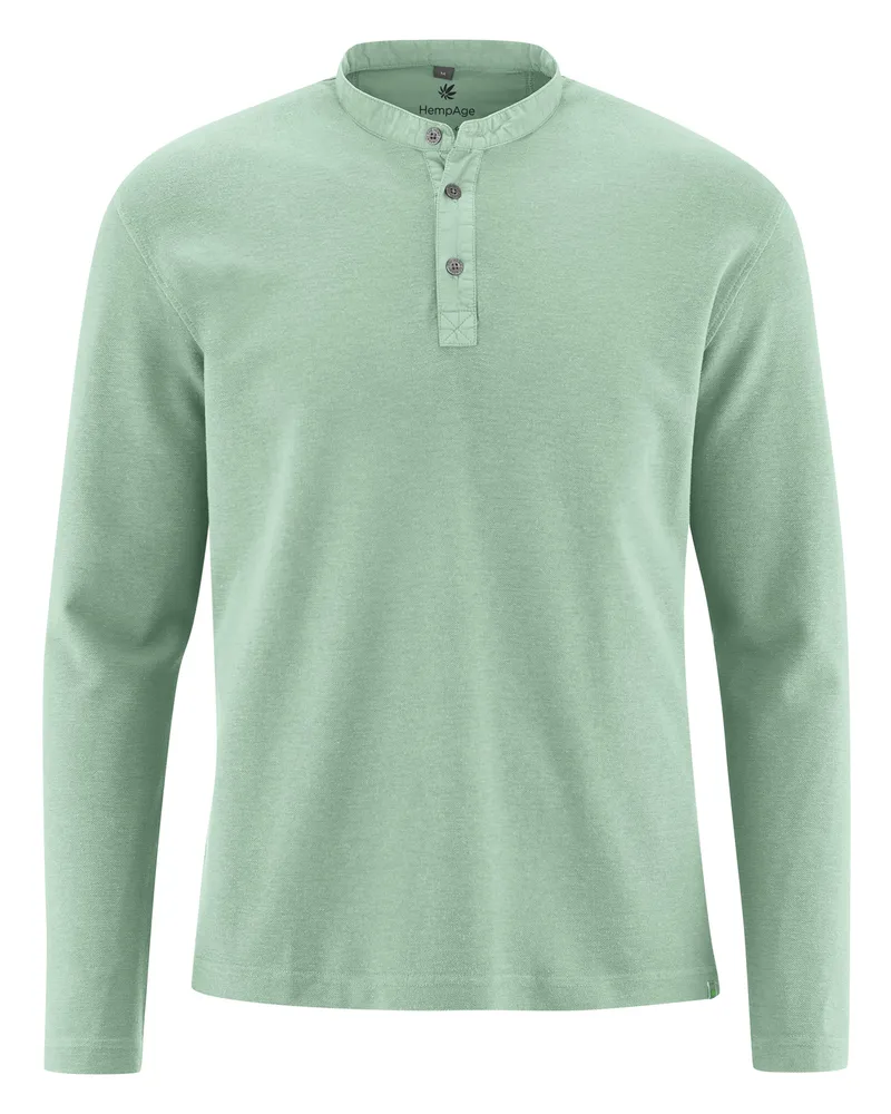 HempAge Hempage Herren vegan Langarmhemd Casual Menta Grün, Grün, – Produktbild 1 von 2