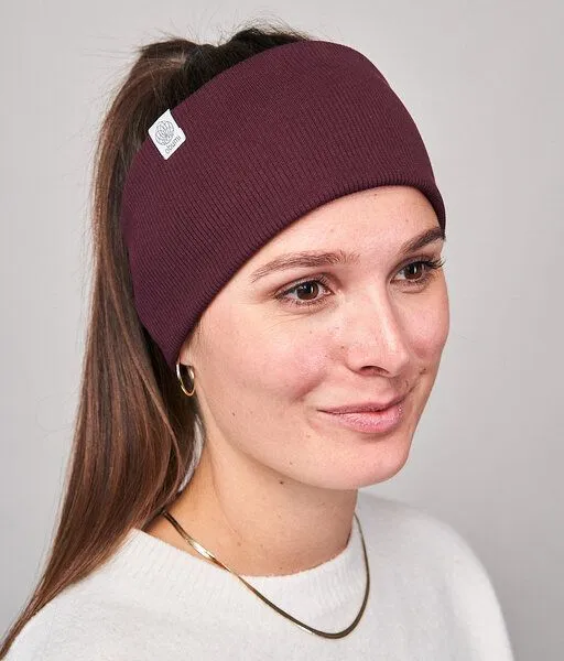 obumi obumi Stirnband Rippe Classic aus Bio Baumwolle, Burgundy, – Produktbild 3 von 4