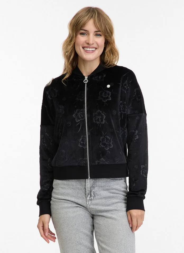 ragwear ragwear Sweatjacke DORON VELVET weiche Samt Optik, Schwarz, – Produktbild 1 von 2