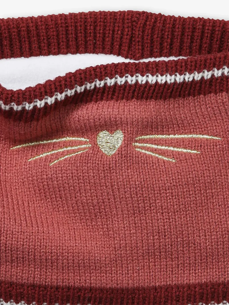 Vertbaudet Mädchen Loopschal mit Katze, Dunkelrosa, – Produktbild 2 von 2