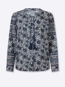 heine Druckbluse champagner-dunkelblau-bedruckt – Produktbild 1 von 1