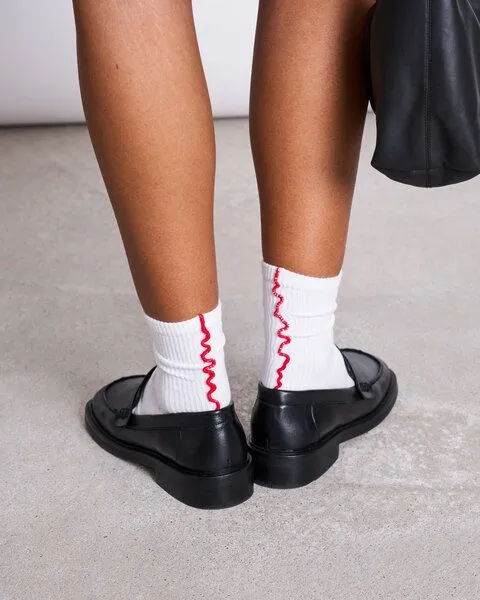 JAN N JUNE JAN N JUNE Overlock SOCKS, White cherry red (weiß rot), – Produktbild 1 von 1