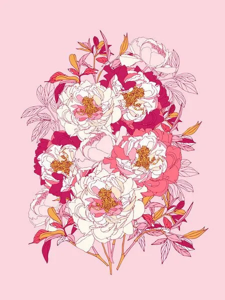 Photocircle Photocircle Poster / Leinwandbild - Pink flowers of peonies – Produktbild 1 von 4