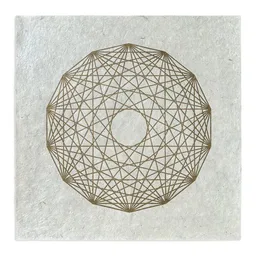 Veskor Cassiopeia Veskor Cassiopeia 7-ORTHOPLEX HEPTACROSS Heilige Geometrie Linoldruck | 40 x 40 cm | Gold auf Naturweiß – Produktbild 1 von 1