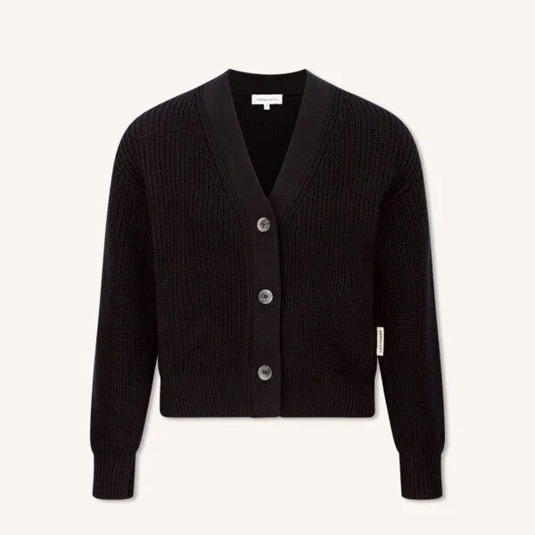 NORDLICHT NORDLICHT Grobstrick Cardigan aus 100% Baumwolle MARLA, Schwarz, – Produktbild 1 von 4