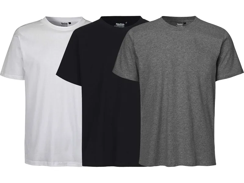 Neutral Neutral 3er-Set Bio-Unisex-T-Shirt, verschiedenfarbig, weiß/schwarz/dark heather, Gr. L – Produktbild 1 von 1