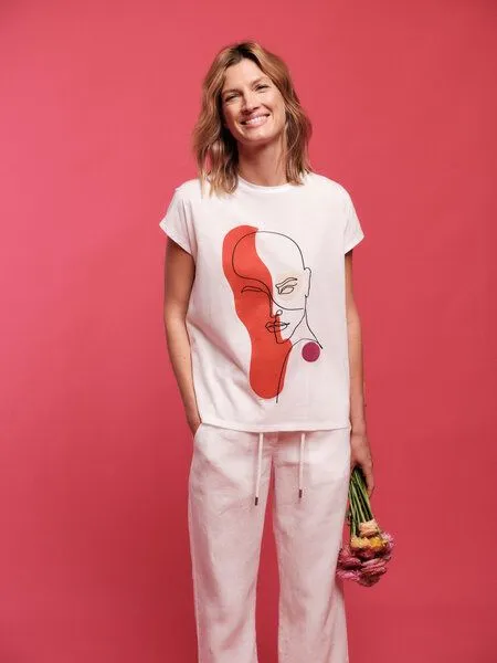 LANIUS LANIUS Statement Shirt "Female" aus Bio-Baumwolle, White/mango, – Produktbild 3 von 4