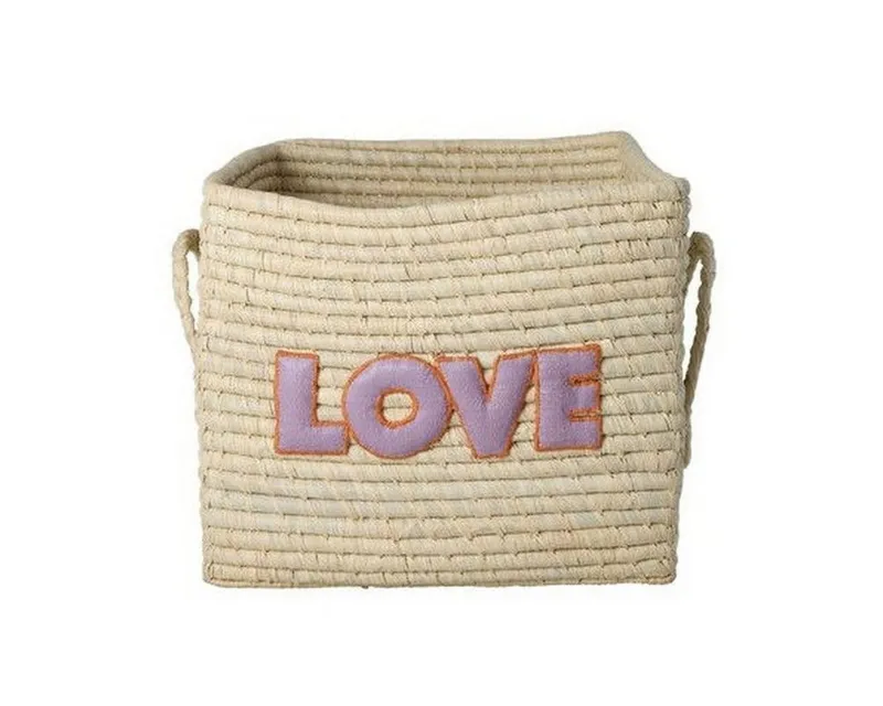 RICE RICE Aufbewahrungskorb Raffia Aufbewahrungskorb LOVE mit Griffen, handgefertigt, 30 cm – Produktbild 1 von 2