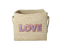 RICE RICE Aufbewahrungskorb Raffia Aufbewahrungskorb LOVE mit Griffen, handgefertigt, 30 cm – Produktbild 1 von 1
