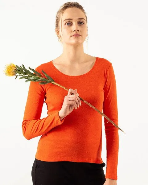 Alma & Lovis Alma & Lovis Ringel-Jerseyshirt aus Bio-Baumwolle | Melange Shirt, Orange, – Produktbild 1 von 4