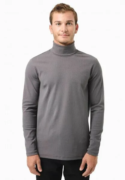 ORGANICATION ORGANICATION Rollkragenpullover aus Bio-Baumwolle, Asphalt, – Produktbild 1 von 3