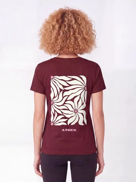 watapparel watapparel T-Shirt Frauen Athen Flora, Burgundy, – Produktbild 2 von 3