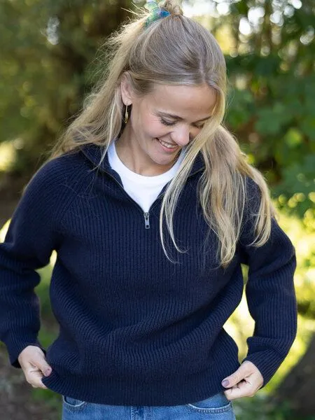 FUXBAU FUXBAU Frauen Merino Troyer, Navy, – Produktbild 4 von 4