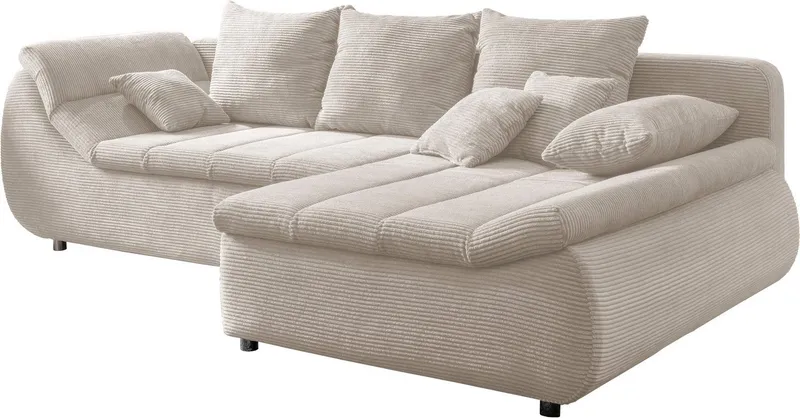 Home affaire Ecksofa Imola, bequem, aktuelle Steppung im Sitz, L-Form, Breite 270cm, wahlweise mit Bettfunktion, Beige|braun, – Produktbild 4 von 8