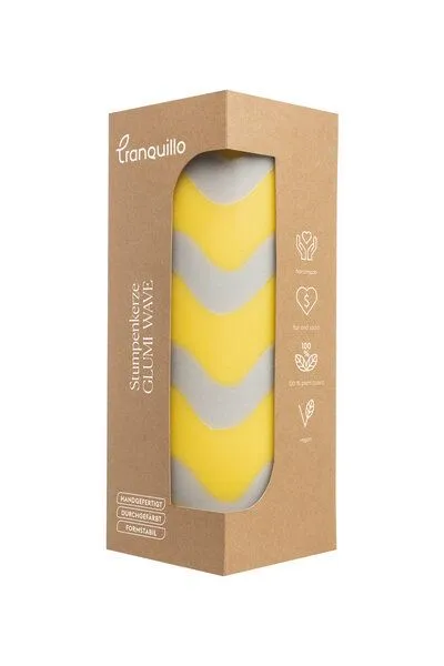 Tranquillo Tranquillo Stumpenkerze GLUMI WAVE, Wax043-yellow, – Produktbild 4 von 4
