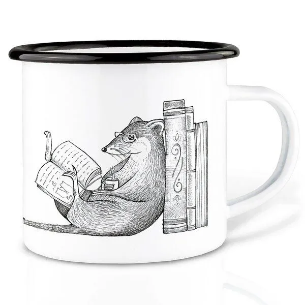 LIGARTI Emaille Tasse – Leseratte – LIGARTI Tiermanufaktur – Produktbild 1 von 4