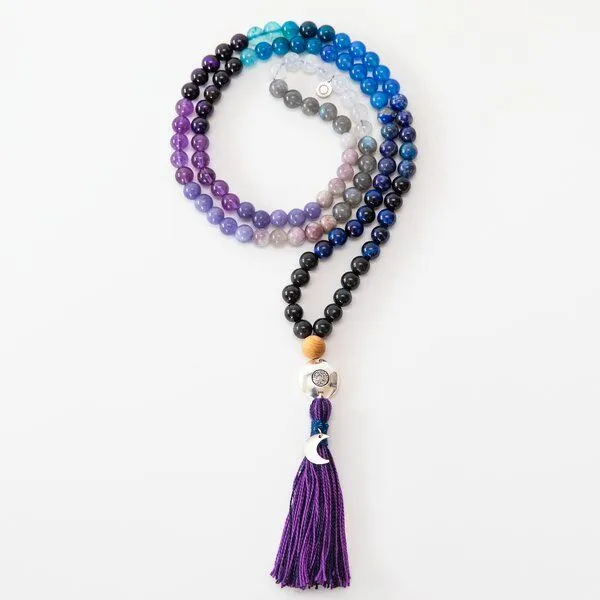 Divasya Divasya Mala-Kette "Moon Child" aus Amethyst- Mondstein- Lapislazuli (u.a.) – Produktbild 1 von 4