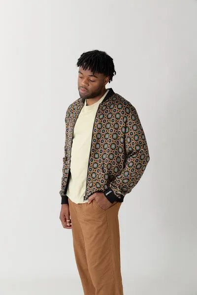 Yahmo Yahmo Cupro/Tencel Laslo Wendejacke, Kaleidoscope/black (gelb), – Produktbild 1 von 4
