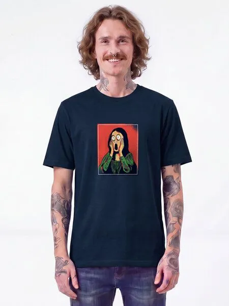 watapparel watapparel T-Shirt Unisex Mona Lisa Scream, French navy, – Produktbild 2 von 2