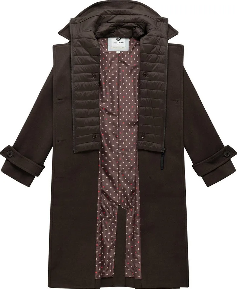 ragwear ragwear Langmantel Trenchie Felt Y Weicher Trenchcoat mit herausnehmbarem Stepp-Inlay, Braun, – Produktbild 1 von 3