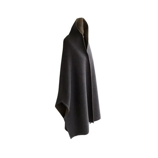 austriandesign.at austriandesign.at MantelCape reversibel aus extrafeiner Merinowolle, Blaugold/natur, – Produktbild 2 von 3