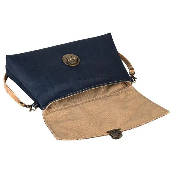 Kork-Deko Kork-Deko Kleine blaue Kork-Clutch – vegan, mit Reißverschluss & handgefertigt – Produktbild 3 von 5