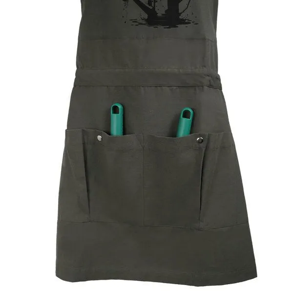 HANDGEDRUCKT HANDGEDRUCKT "Gartenfreude" Gartenschürze aus zertifizierter Bio Baumwolle, Dark grey, – Produktbild 3 von 3