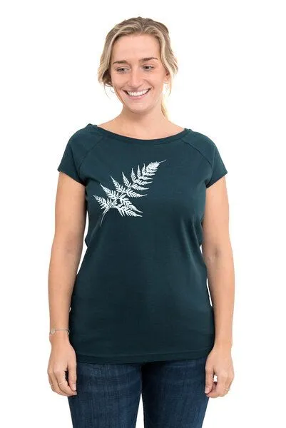 Hirschkind Hirschkind Fair-Trade-Frauenshirt "Farn" dunkelgrün - Made in Kenia – Produktbild 1 von 1