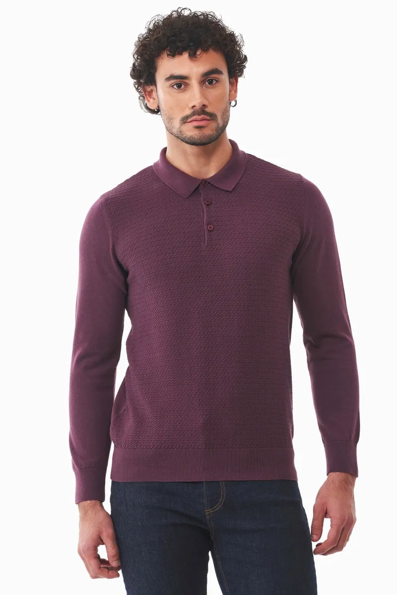 ORGANICATION ORGANICATION Herren vegan Pullover Polokragen Dunkel Feige Lila, Violett, – Produktbild 2 von 2