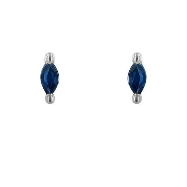 Eppi Eppi Minimalistische Ohrstecker mit blauen Saphiren Daina, Weiss, – Produktbild 1 von 4