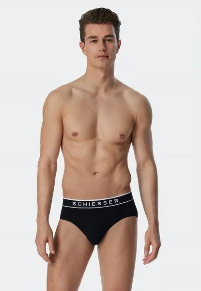 Schiesser Schiesser 3er Pack Herren Slips Biobaumwolle 95/5, Schwarz, – Produktbild 2 von 4
