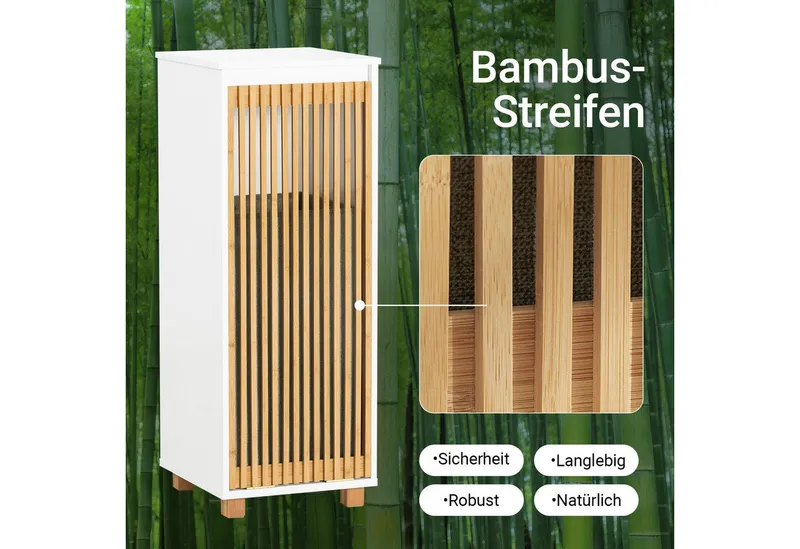 SoBuy Wäscheschrank BZR126, Badezimmerschrank mit Wäschekorb Badmöbel Badezimmer Badschrank mit Wäschesack Wäschetruhe Wäschesammler Wäschekorb, Weiß, – Produktbild 4 von 5