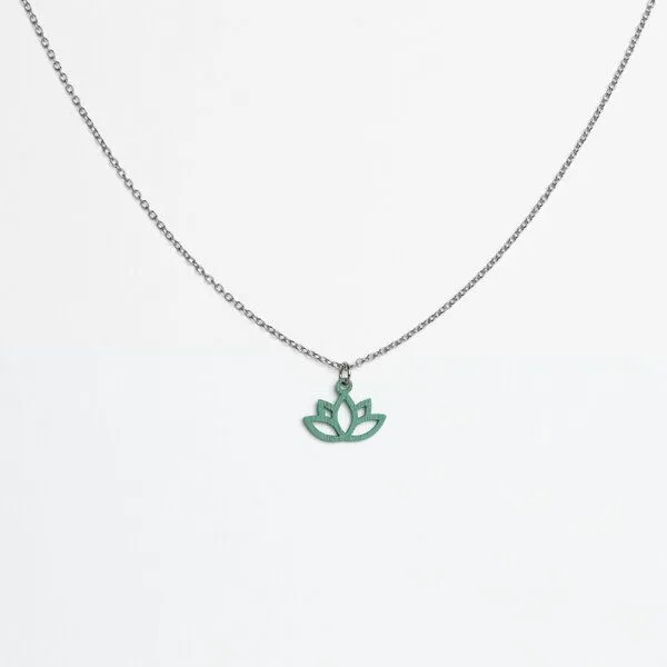 feinformart feinformart Kette mit Holzanhänger 'Lotus', Aquamarin (türkis), – Produktbild 4 von 4