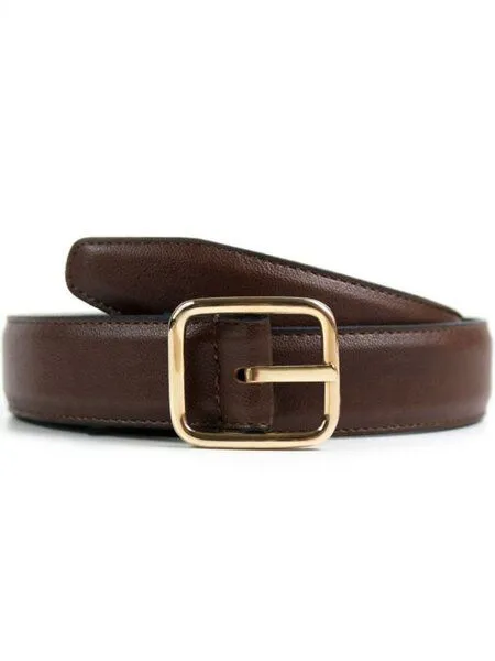 Will's Vegan Shop Will's Vegan Shop Geometrischer Gürtel, 3 cm Gold Damen, Dunkelbraun, – Produktbild 1 von 3