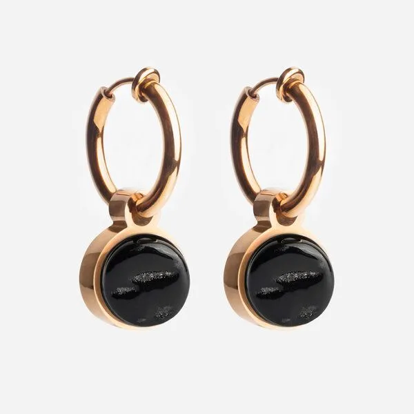 ALEXASCHA ALEXASCHA Roségold Clip Creolen mit Anhänger | Mix & Match, Onyxschwarz, – Produktbild 1 von 4