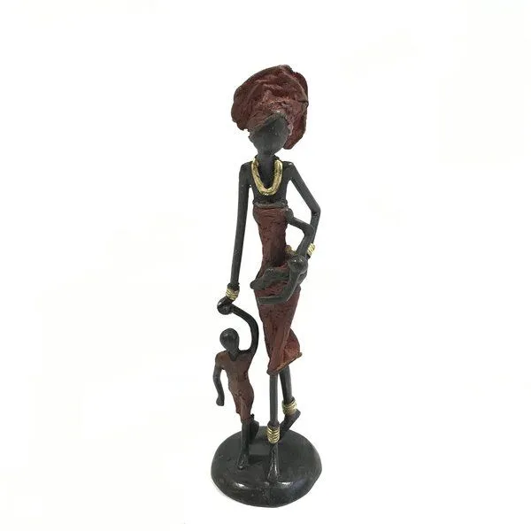 Moogoo Creative Africa Moogoo Creative Africa Bronze-Skulptur "Frau mit Kindern II" by Issouf | 25 cm | Unikat | versch. Farben, Rot, – Produktbild 1 von 2
