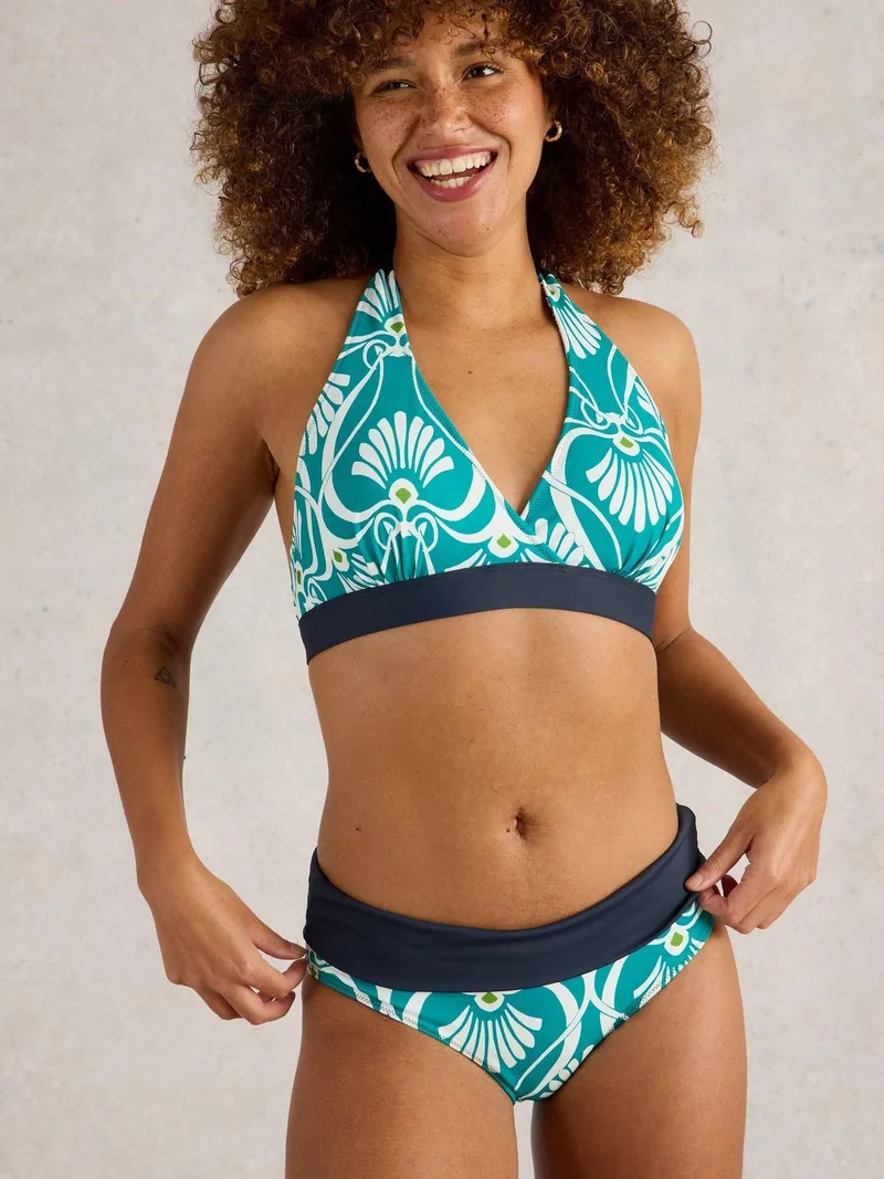 White Stuff Wende-Bikinihose zum Umschlagen - 48, Blau print, – Produktbild 3 von 4