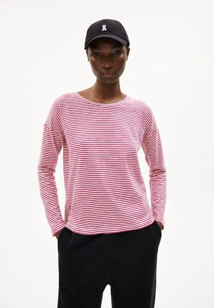 ARMEDANGELS ARMEDANGELS XIANAA STRIPES Damen Longsleeve aus Bio-Baumwolle, Crushed berry-oatmilk, – Produktbild 1 von 4