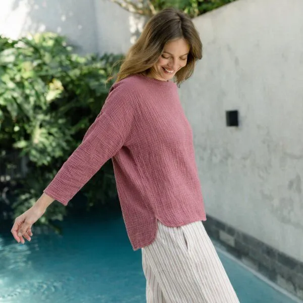 NORDLICHT NORDLICHT Musselin Longsleeve Ilvy aus 100% Bio-Baumwolle, Altrosa (rosa), – Produktbild 4 von 4