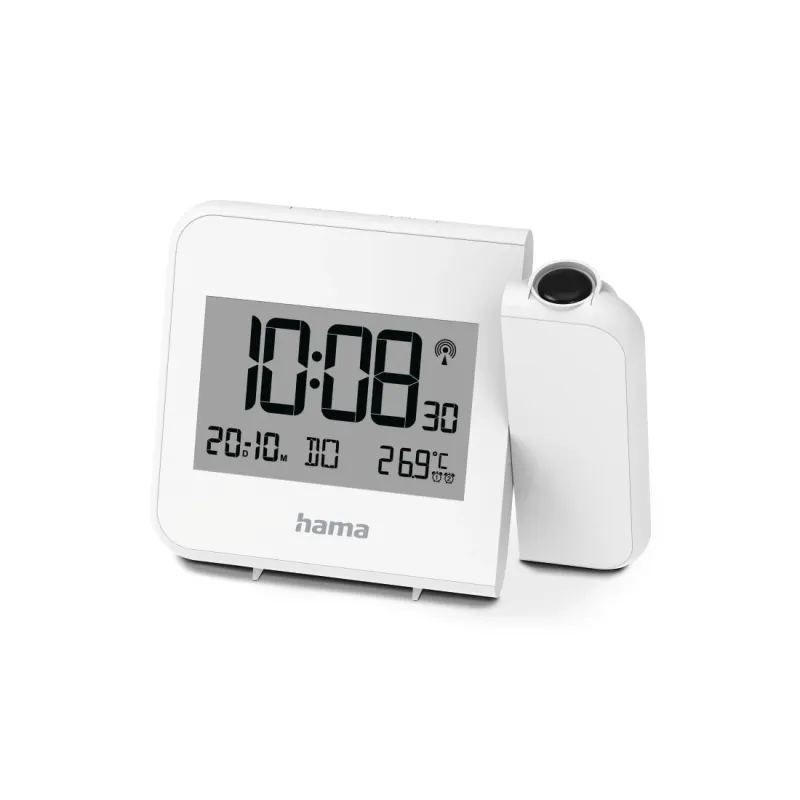Hama Hama Projektionswecker "Hvar", digitale Funkuhr, Wand- o. Deckenprojektion, Weiß, – Produktbild 1 von 3